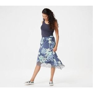 Logo Lori Goldstein Asymmetrical Floral Lace Hem Skirt